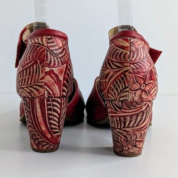 Spring Step Shoes L'Artiste Toolie Womens 41 Red Heels Leather D'Orsay Mary Jane - Picture 6 of 16